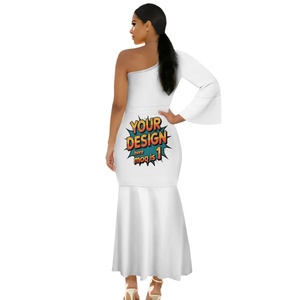 Abito su Misura <span class=keywords><strong>Taglie</strong></span> <span class=keywords><strong>Forti</strong></span> Monopezzo Silhouette a Tromba/Sirena con Spalle Scoperte Maniche Lunghe <span class=keywords><strong>Sexy</strong></span> Tinta Unita Antimacchia - Product Image 2
