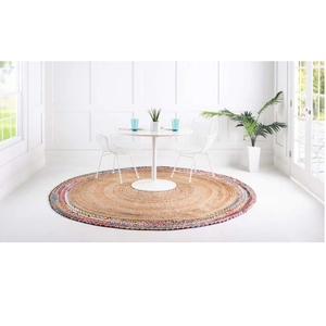 Alfombra de yute trenzada moderna hecha a mano, fibras naturales multicolores, 3x3 pies, dormitorio, sala de estar, casa de campo, juegos de alfombras estéticas - Product Image 2
