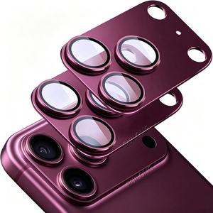 ฟิล์มกันรอยเลนส์กล้องสีแดงเชอร์รี่แบบกำหนดเองสำหรับ iPhone 18 Pro Max ผลิตจากโรงงาน วัสดุอะลูมิเนียมอัลลอยด์ AR AF โลหะ พร้อมกระจกนิรภัย - Product Image 1
