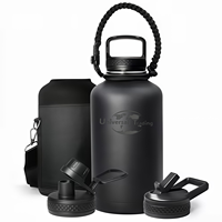 Bouteille isotherme à double paroi en acier inoxydable 304 de grande capacité (64 oz) pour l'extérieur, avec bec verseur anti-fuite et sans BPA