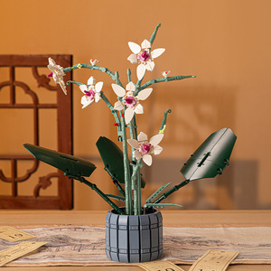 Zuanma Orchid Flower Plastic <b>Building</b> <b>Block</b> Set 400-800 Pieces High Simulation Potted Plant Desktop Ornament Birthday Gift - Product Image 2