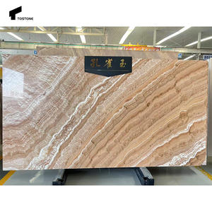 TOstone แผ่นหินอ่อนนกยูงสีแดงสีขาวแปลกใหม่แผ่นขัดสำหรับการออกแบบในร่มในห้องนั่งเล่นห้องครัวห้องน้ำ - Product Image 1