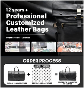 Bolsa de lona de cuero genuino con logotipo personalizado Bolsa de viaje de noche para hombre Bolsa de lona de cuero - Product Image 5