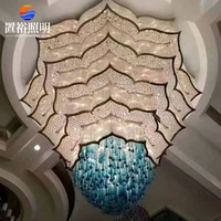 Lustre LED en fer et cristal K9 au design moderne et luxueux pour centre d'affaires, alimenté par courant alternatif, luminaires de plafond personnalisés pour hall d'hôtel