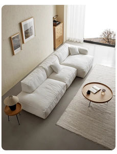 Cojines Modulares de Mezcla de Lino y Plumón con Fundas Totalmente Lavables, Color Avena Cálido, Estilo Minimalista Orgánico para Sala de Estar 2026 - Product Image 2