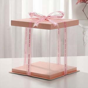 High End Custom Food Grade Paper Transparent Birthday Cake <b>Boxes</b> - Product Image 3