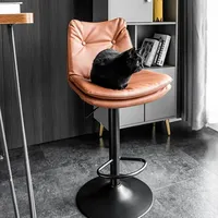 Chaise de bar moderne en cuir et métal, légère, durable, écologique, avec pieds en fer, pour usage commercial extérieur, maison, bureau, hôtels