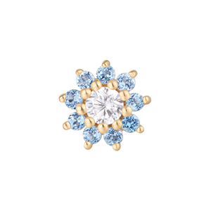Extremos/Tops de Loto para <span class=keywords><strong>Piercing</strong></span> de Joyería Fina en Oro Amarillo Macizo Real de 9K, 14K y 18K con Topacio Azul, Moissanita y Diamante - Product Image 5