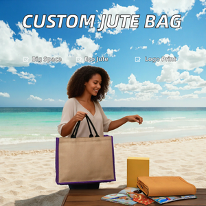 Custom Logo Jute Tote <b>Bag</b> Extra Large <b>Hessian</b> Shopping <b>Bag</b> Reusable Gift Carry <b>Bag</b> for Travel and Daily Use - Product Image 2