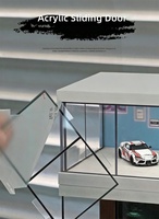 Vitrine de présentation pour voitures miniatures Shoucangjia à l'échelle 1:64, en acrylique avec porte coulissante, éclairage LED, parking de showroom