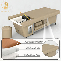 Chuque Lit de massage électrique moderne, réglable et pliable pour salon, avec bassin de spa pour les pieds en cuir PU, pour thérapie physique thaïlandaise