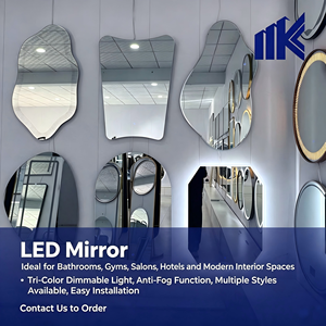 Miroirs <span class=keywords><strong>de</strong></span> <span class=keywords><strong>salle</strong></span> <span class=keywords><strong>de</strong></span> <span class=keywords><strong>bain</strong></span> 60 <span class=keywords><strong>cm</strong></span> avec fonction rasage, <span class=keywords><strong>LED</strong></span>. Miroir <span class=keywords><strong>LED</strong></span> personnalisé <span class=keywords><strong>de</strong></span> grande taille, style vague irrégulière, avec lumière tricolore pour barbier - Product Image 5