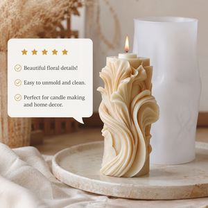 3D Floral Pillar <b>Silicone</b> Candle Mold DIY Relief Flower Aromatherapy Candle Mold for Handmade Home Decor Craft - Product Image 4