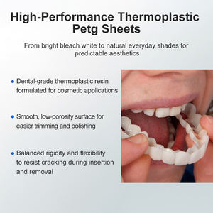 แผ่นฟอร์มสุญญากาศสำหรับทำวีเนียร์ Smile Find Multipurpose Oral Hygiene 510k Ce Snap Veneer 0M1 A2 Shade Dental Vacuum Forming Sheets for Veneers A1 White - Product Image 3