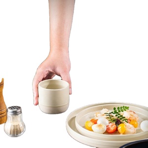 Japanese Style Round Reactive Glaze <b>Ceramic</b> <b>Plates</b> and Coffee Cup Set Beige <b>Ceramic</b> Tea Cups for Restaurant - Product Image 2