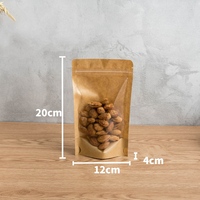 Pochettes debout en papier kraft brun pour emballage alimentaire avec sac d'emballage refermable à fermeture à glissière transparente pour fenêtre avant