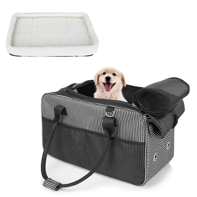 Tas hewan peliharaan dapat dilipat portabel nyaman kustom disetujui maskapai tas pembawa anjing berpergian sisi lembut untuk kucing, anjing anak anjing