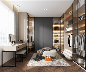 Customized Ready to Assemble Wooden <strong>Wardrobe</strong> Bedroom Furniture <strong>With</strong> Multiple Compartments Hanging Rods <strong>and</strong> <strong>Drawers</strong> for Villa - Product Image 3