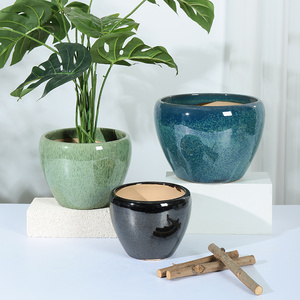 Petits pots à fleurs en argile rustiques pour l'intérieur, ensemble de pots en céramique émaillée pour la maison, jardinières pour l'extérieur, grands pots de jardin - Product Image 4