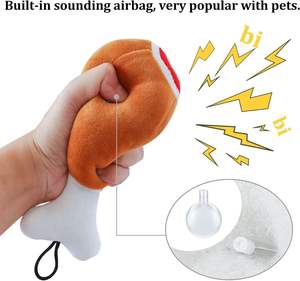 Giorno del ringraziamento gambe di tacchino cigolante cane masticare Set di giocattoli Pet peluche con cotone imbottito per cani - Product Image 2