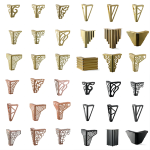 רגלי ספה מודרניות בציפוי כרום להחלפת תמיכת ספה רגלי מתכת רגלי ארון ריהוט רגלי פרח חלול זהוב - Product Image 1