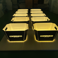 Seau à glace LED rechargeable en acrylique, éclairage écologique pliable de style industriel pour bar et fêtes