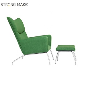 Usine vente meubles chaise longue moderne fauteuil en tissu avec pouf - Product Image 4