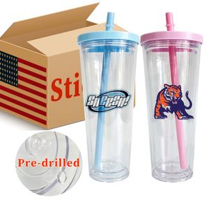 24Oz Christmas Snow Globe Double Wall Smoothie <b>Cup</b> <b>Plastic</b> Acrylic clear Transparent Iced Coffee Tumblers with Lid and Straws - Product Image 1