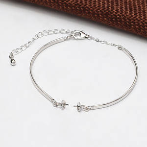 Bracelet en argent S925, motif lisse audacieux, trou traversant, bijoux en perles DIY, avec incrustation semi-finie, 563 perles en vrac - Product Image 1