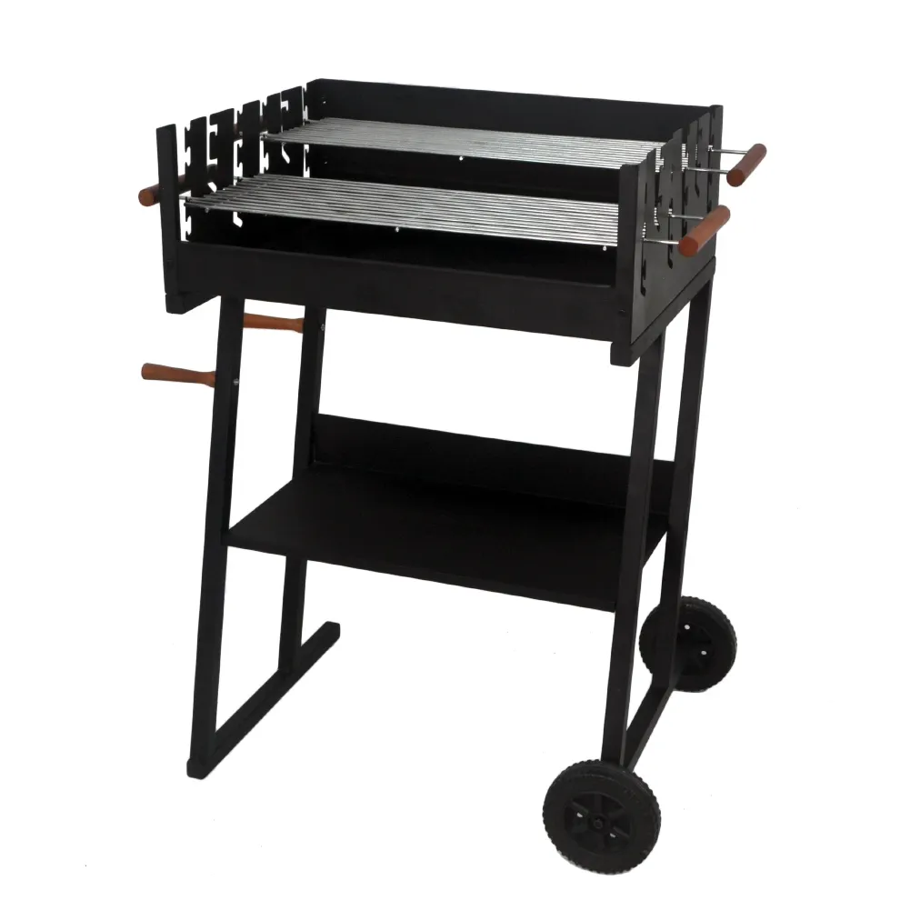 SEJR Grill doppelgrill einstellbarer quadratischer Trolley BBQ Holzkohlegrill