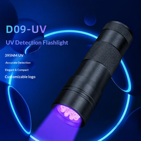 Lampe torche UV 365nm en alliage d'aluminium, rechargeable USB Type-C, personnalisable, noire, pour détection d'urine d'animaux domestiques (gratuite)