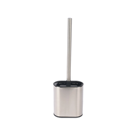 Brosse de toilette en acier inoxydable avec manche long et support en silicone pour salle de bain, maison et hôtel