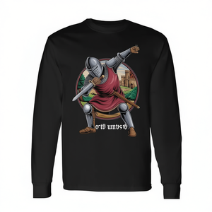 Camiseta de manga larga con diseño de caballero medieval, unisex, talla mediana para adultos, diseño gráfico negro - Product Image 2