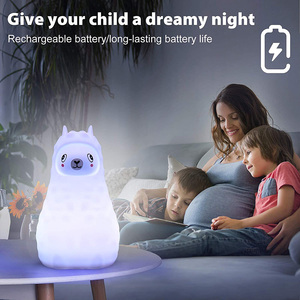 USB recargable Alpaca Llama silicona LED luz de noche silicona suave adulto y bebé lámpara mágica de estado de ánimo para uso en la habitación - Product Image 4