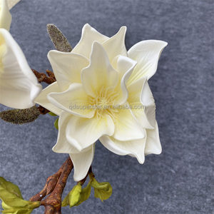 Fleur artificielle de haute qualité A-366 à 3 têtes, <span class=keywords><strong>magnolia</strong></span> <span class=keywords><strong>blanc</strong></span> au toucher réel pour les décorations de mariage, de Noël et de remise de diplômes - Product Image 5