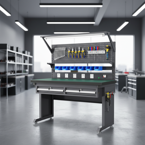 Table d'inspection industrielle antistatique éclairée robuste pour ligne d'assemblage, en acier au carbone, usage en atelier, haute résistance, moderne GQK - Product Image 2