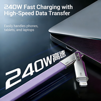 Cable de Carga 2 en 1 Plegable USB-C a IOS y Tipo-C, Cable de Datos de Carga Rápida de Silicona Líquida Suave para Teléfonos Inteligentes iPhone 16 y Android