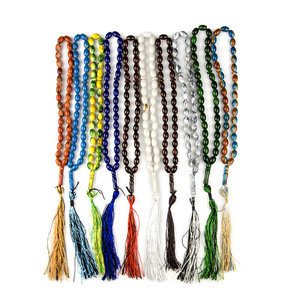 Vente en gros de chapelets musulmans 33 perles ovales peintes, chapelet islamique pour chants, bracelet porte-bonheur, bijoux islamiques, cadeau arabe pour le Ramadan - Product Image 3