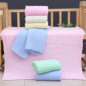 Wholesale unisex 6 layer gauze cotton knitted muslin baby swaddle blanket for infant wrapper bath towel