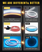 12V Çift Renkli Kehribar Beyaz Switchback Dinamik Tarama Başlatmalı IP65 Su Geçirmez 5050 LED Çipli Araba Kaputu Işık Şeridi Gündüz Farı Sinyal Lambası