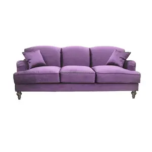 欧式现代紫色织物装饰木制沙发