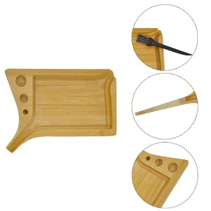 Bandeja de madera minimalista y creativa para cigarrillos, mesa de trabajo creativa con forma de embudo y ranuras para enrollar cigarrillos, mesa de trabajo de madera para cigarros y - Product Image 5