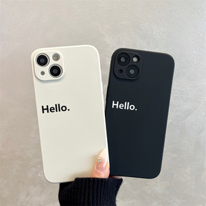 สวัสดีเคสโทรศัพท์มือถือ TPU ขอบตรงพิมพ์ลายตัวอักษรสำหรับ iPhone 7 8 x XR XS 11 12 13 14 15 16 Pro Max PLUS