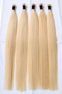 Precio de fábrica de venta al por mayor de <span class=keywords><strong>la</strong></span> Virgen Remy punta plana queratina cabello humano Color rubio - Product Image 6