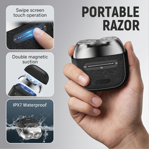 <span class=keywords><strong>Afeitadora</strong></span> Eléctrica Portátil Mini Impermeable IPX7 para Hombre, Control Táctil Deslizante, Doble Succión Magnética, Cuchilla Flotante Doble - Product Image 3