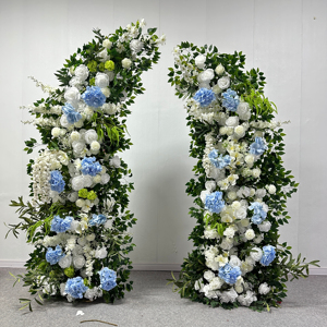 D-HOA056 Wholesale wedding horn flower arch backdrop rose horn flower arch artificial luxury horn flower arch silk for decor - Product Image 1