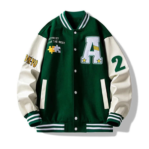 YAJIANUO Factory <span class=keywords><strong>Outlet</strong></span> Chaqueta informal universitaria para <span class=keywords><strong>hombre</strong></span> Bomber <span class=keywords><strong>de</strong></span> béisbol <span class=keywords><strong>de</strong></span> escuela secundaria Faux con logotipo frontal <span class=keywords><strong>Ropa</strong></span> larga Pequeño MOQ - Product Image 2