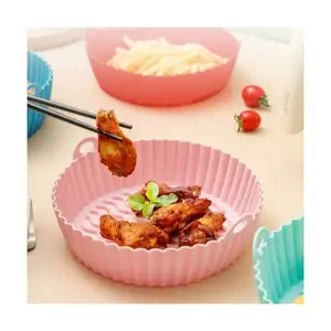 Silicone Pot Round Grill Pan Oven Baking Tray Fried Chicken Basket Mat Air Fryer Silicone Liners Silicone Pot Air Fryer