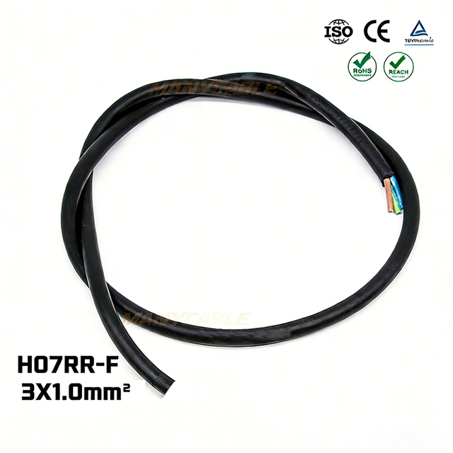 CE for 3 Core Flat Shape 100m MOQ H07RR-F 3X1.0mm2 Copper Portable Power Rubber Coated Wire Cord Cable for Home Appliance