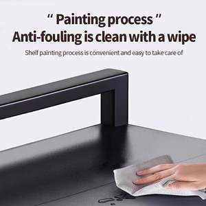 Customize Multifunctional Carbon Steel <b>Kitchen</b> Storage Rack Fixed Microwave Countertop Shelf with <b>Hook</b> Chopsticks Knife Holder - Product Image 4